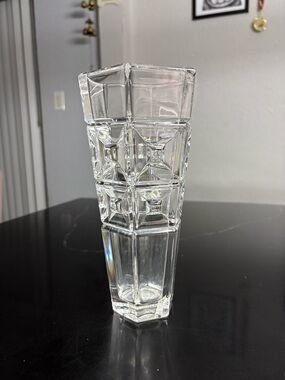 Rosenthal Crystal DOMUS Hexagon Cut Squares Clear Flower Vase